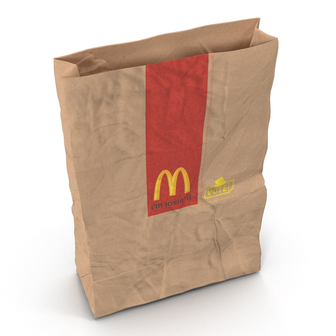 Crumpled Fast Food Paper Bag 3d Max