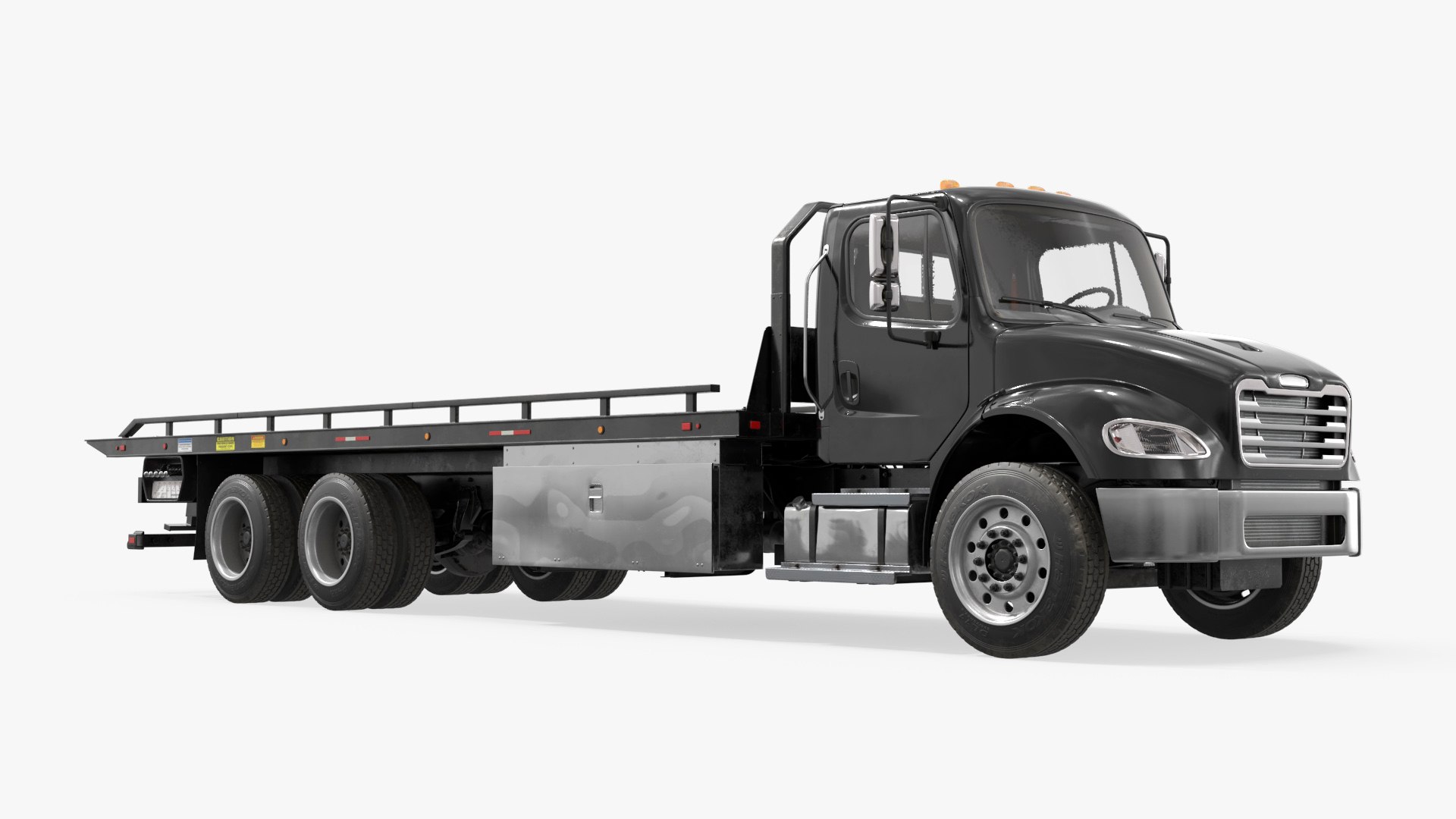 Commercial Flatbed Cargo Truck Vehicle Black Rigged for Maya 3D model preview