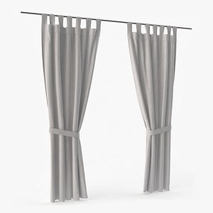 Classic Window Curtains Set 3D model