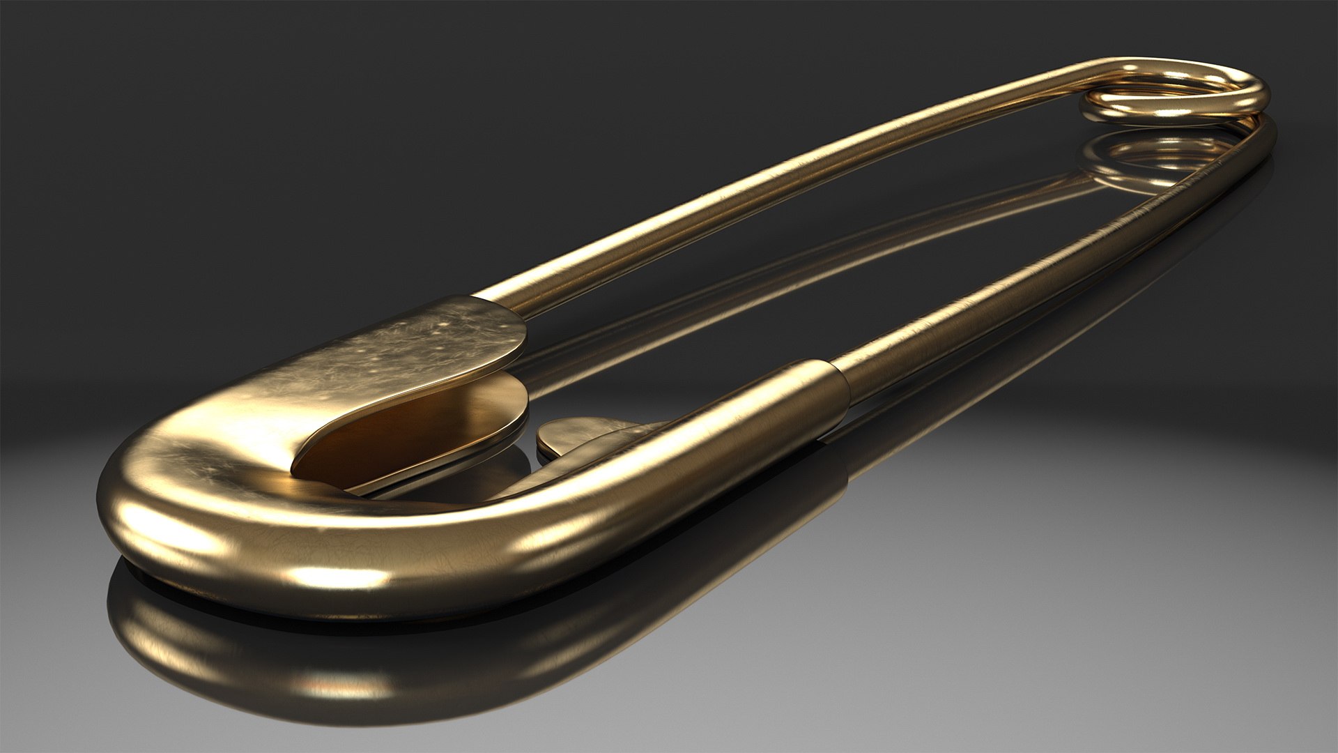 Golden Safety Pin Closed Model TurboSquid 1472281