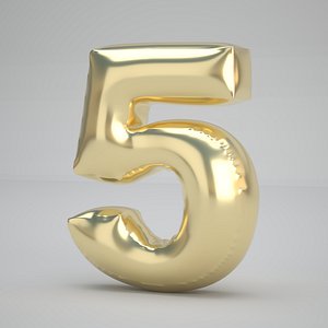 5 Number Balloon Gold