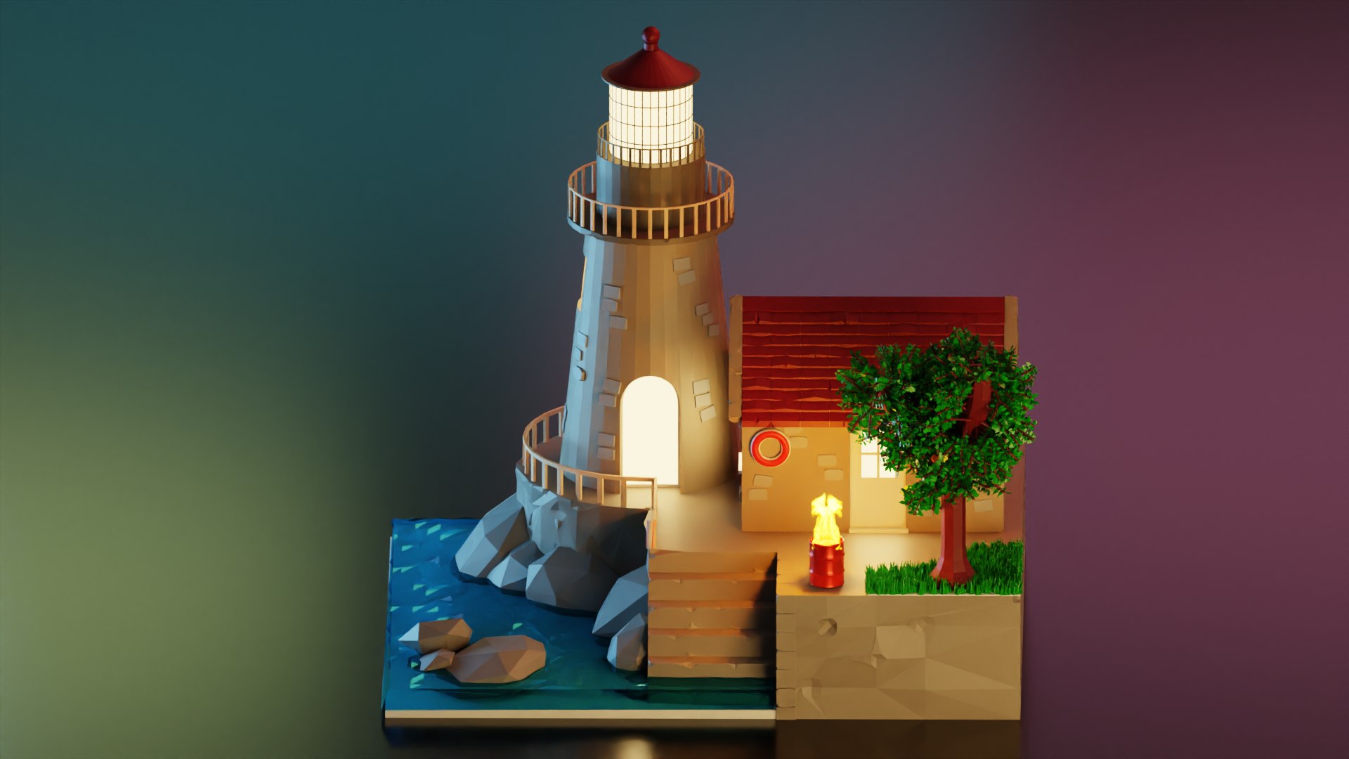3D Sea Lighthouse-Low Poly Model - TurboSquid 2047134