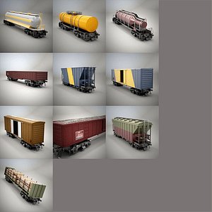 railroad cars gondola 3d model