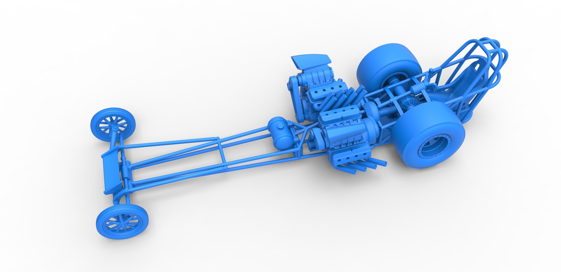 3D Diecast Front Engine Dragster With 2 V8 Version 2 Scale 1 To 25 ...