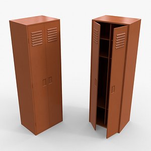 PBR School Gym Locker 09 - Orange 3D model