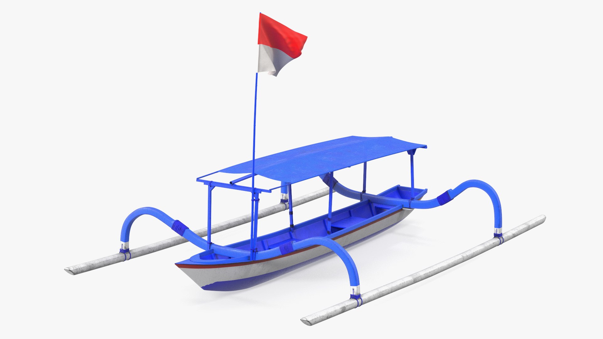 Traditional Jukung Boat Blue 3D model preview