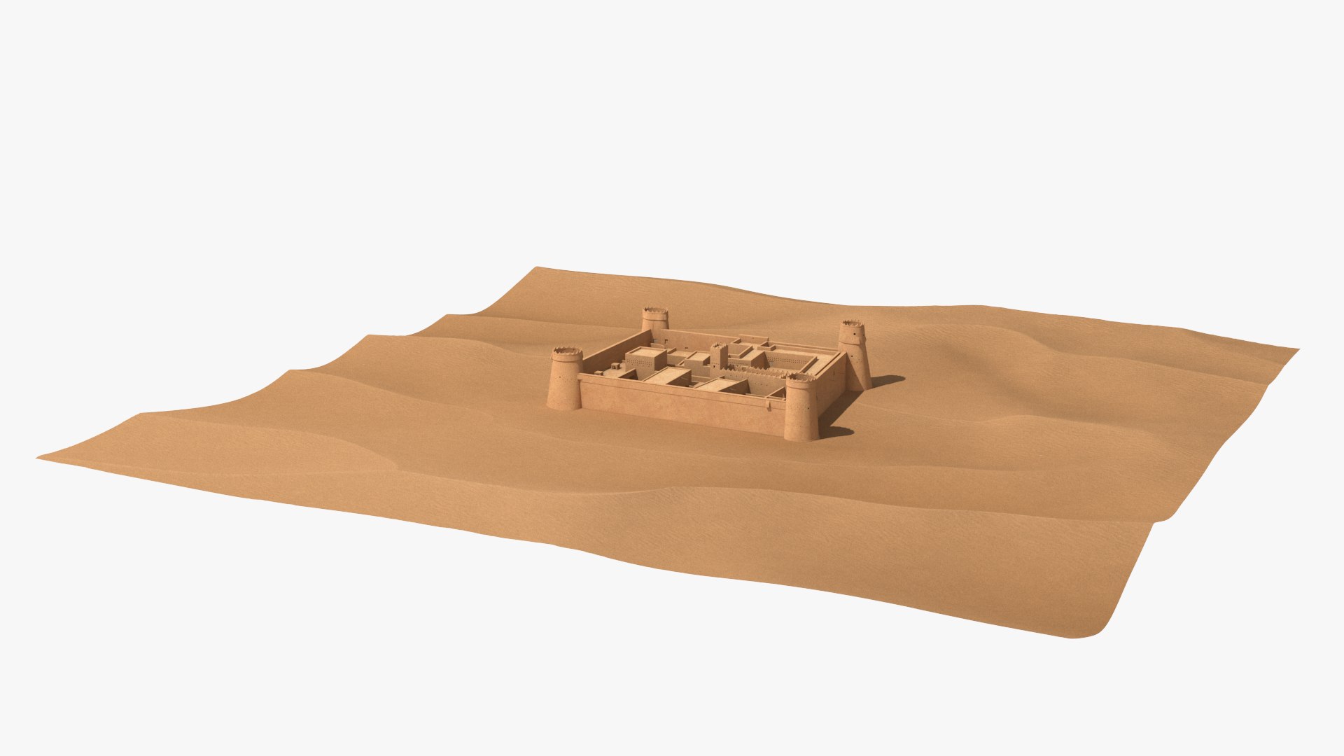 Desert Fortress on Sand 3D model preview