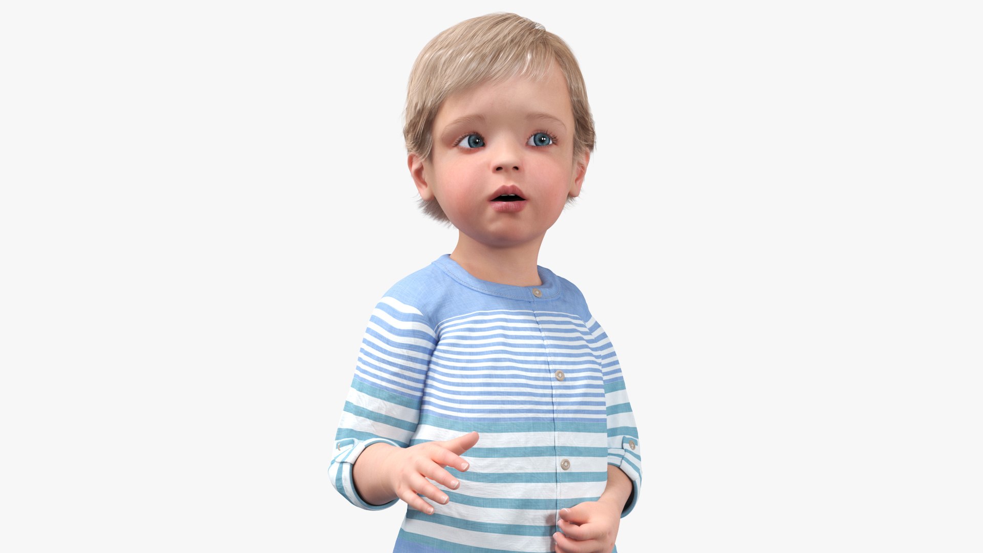 Baby in Summer Strolling Clothes Rigged 3D model preview