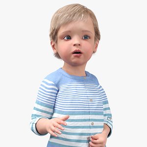 Baby in Summer Strolling Clothes Rigged 3D