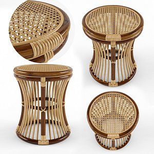 rattan table natural 3D model
