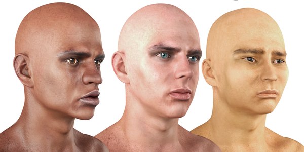 man nationalities races rigged 3D model