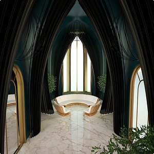 3D Lobby interior and exterior model