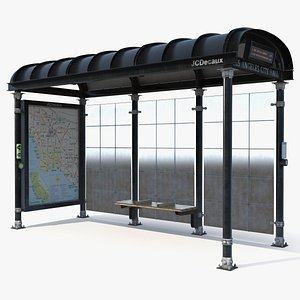 Los Angeles City Bus Stop Shelter JCDecaux Black 3D model