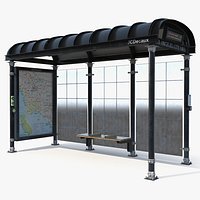 Los Angeles City Bus Stop Shelter JCDecaux Black
