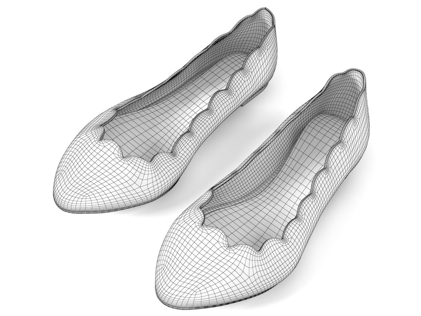 Scallop Jump Flat Shoes 3D TurboSquid 1225681