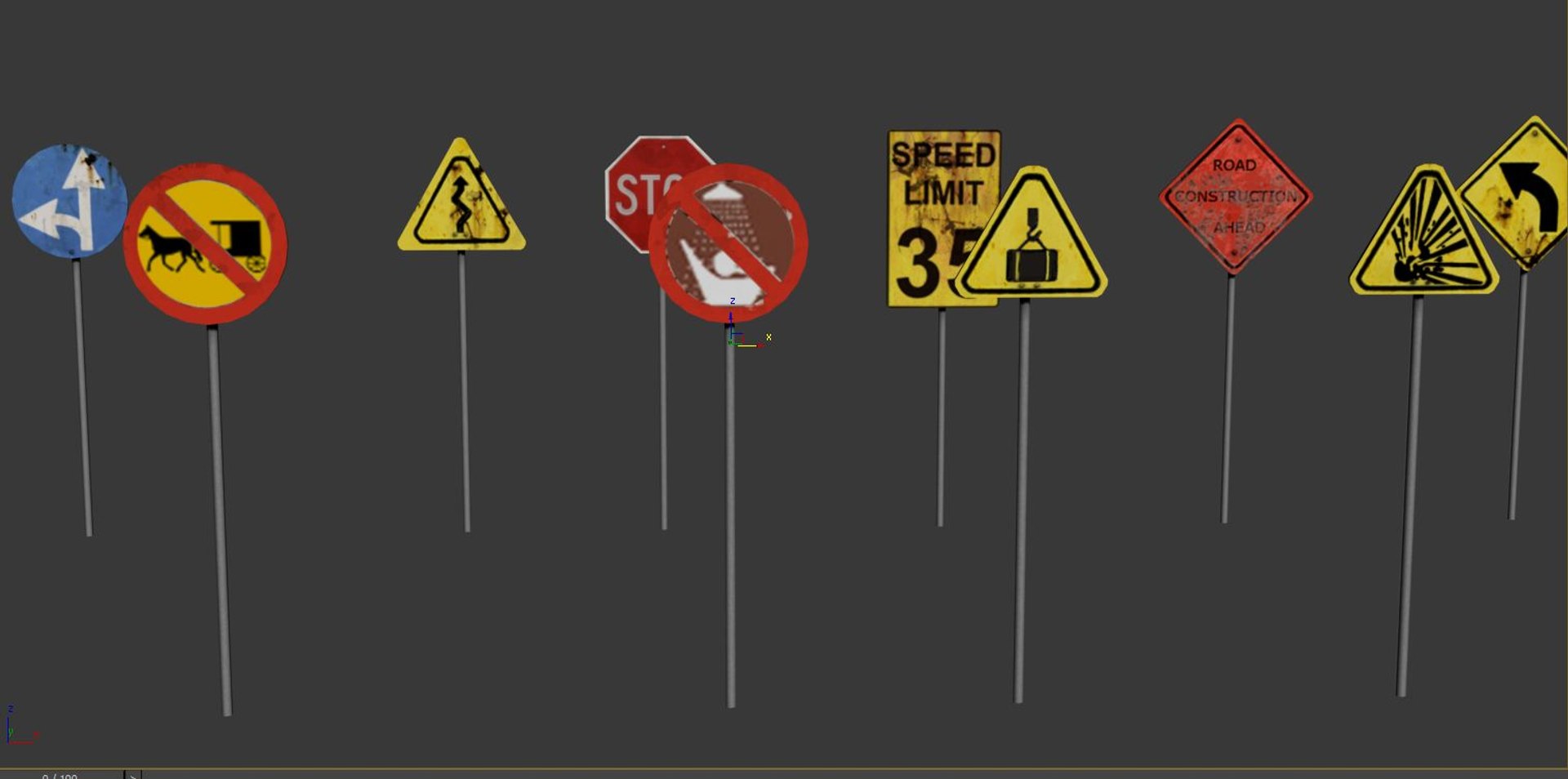 Road Signs 3d Model