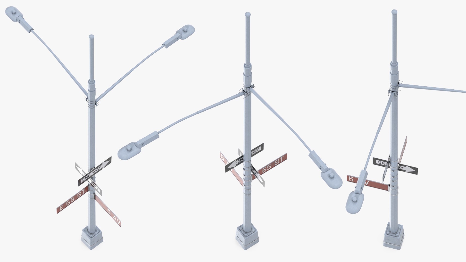 Street Post with LED Lamps 3D model preview