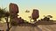 Desert Road Cartoon Scene