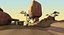 Desert Road Cartoon Scene
