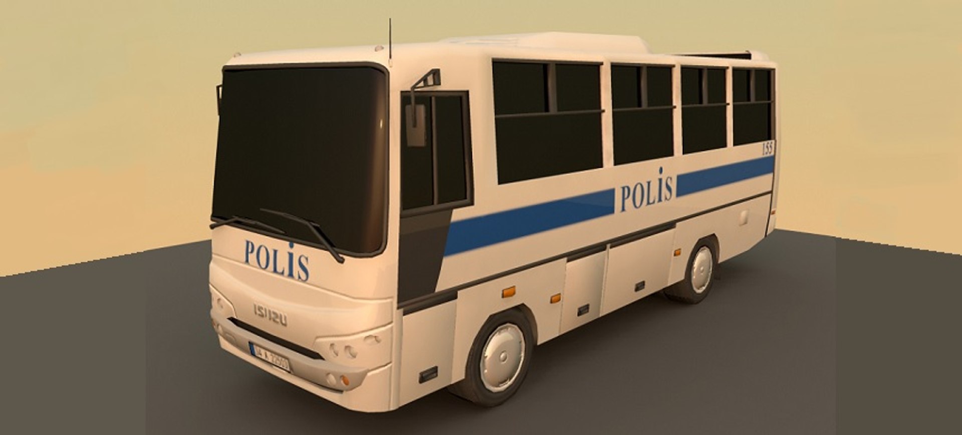 3d obj isuzu police bus