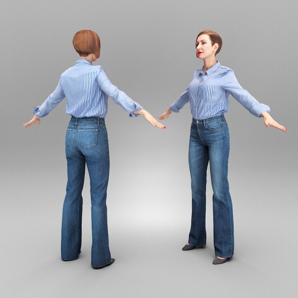 Attractive woman in jeans ready for animation 346 3D model