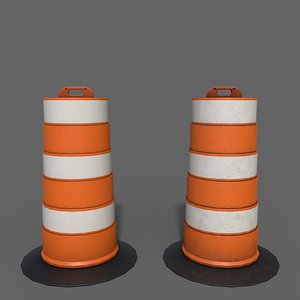 3D PBR Traffic Drum Barrel Orange