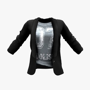 3D model Ladies Blazer with T-shirt Tucked