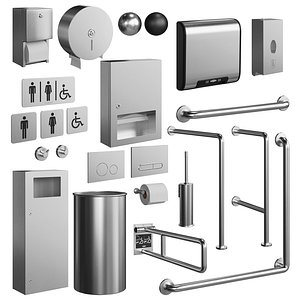 3D Bathroom Accessories Collection for Public Toilets 01 model