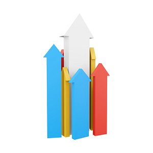 3D 3d arrows directed upwards as success icon model