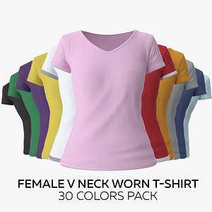 Female V Neck Worn 30 colors Pack 3D model