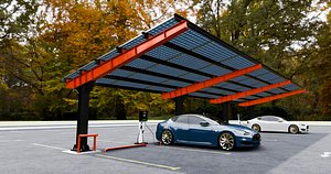 3D model L Type 6 Car Solar Carport