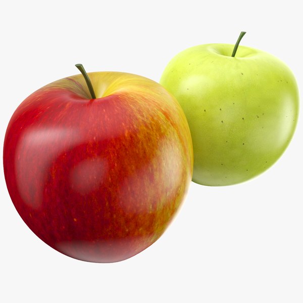 apple fruit red green 3D model