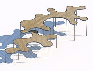 3D rattan sunshade architectural model