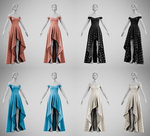 3D model Dress 57 Velvet Colors With Design Collection 7