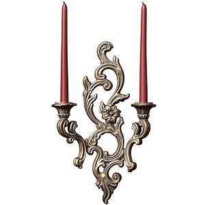 Gothic Victorian Bronze Wall Lamp Sconce Candle holder 3D