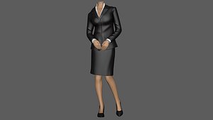3D model woman office costume ready