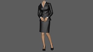 3D Model Woman in office costume different body type ready for Print