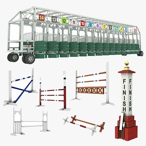 Starting Gates For Horse Racing 6 Stalls 3D Model