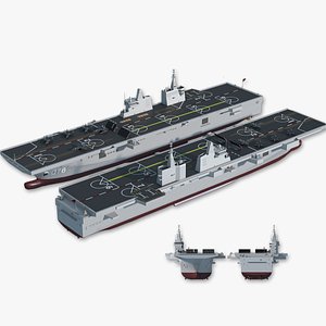 3D model Chinese Peoples Liberation Army Navy076 amphibious assault ship J35 stealth carrier-based aircraft
