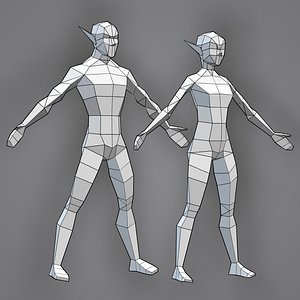 3D male female elf model