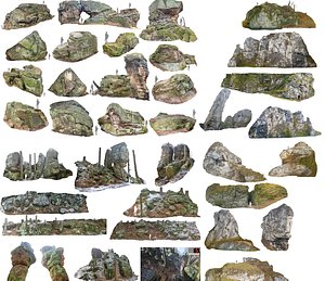 3D High-Quality 3D Stone  Rock Pack  36 Models