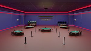 Realistic 3D Casino Interior Model - Poker Tables