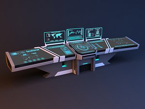 3D Sci-fi futuristic control desk - console