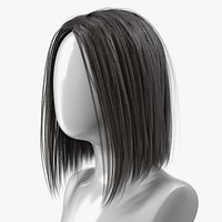 Medium Length Straight Hair Wig Dark