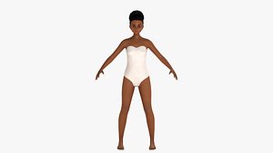 African Anime Girl Rigged Character 3D model