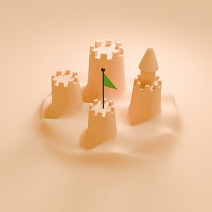 Low Poly Desert Fortress Tower 3D Model