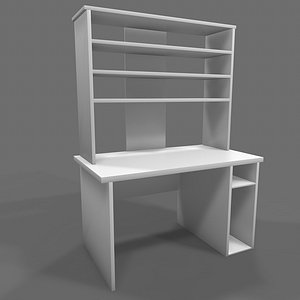 3D computer desk hutch