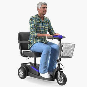Elderly Man on Electric Wheelchair 3D model