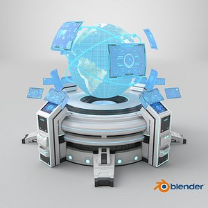 3D Futuristic Hologram Control Panel model