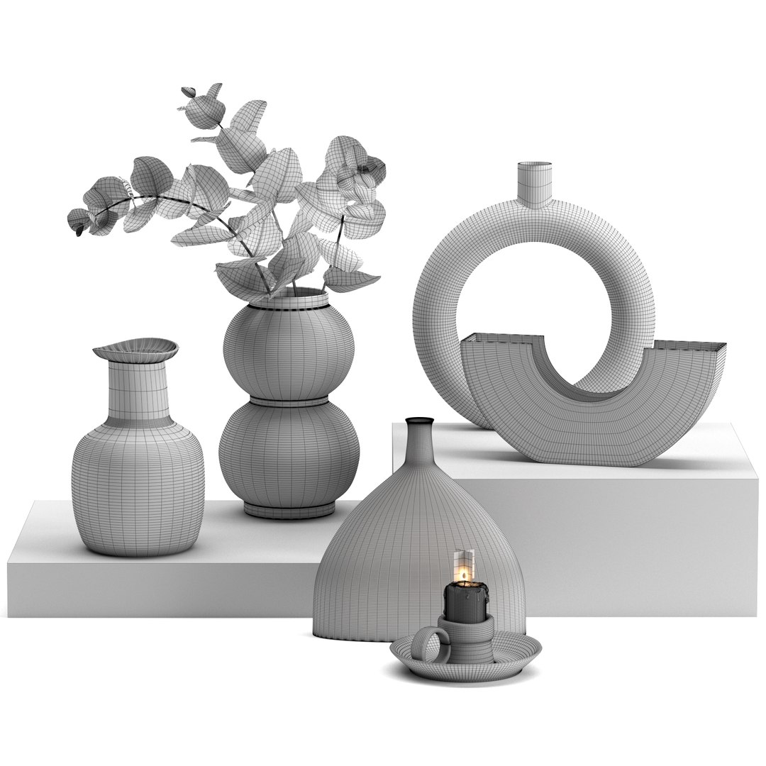 Ceramic Vases Set Candle 3D Model - TurboSquid 1662161
